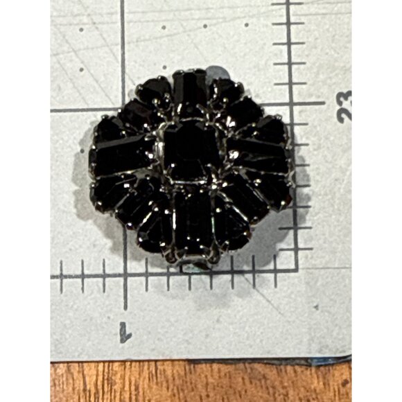 Collectible WEISS Black Rhinestone Clip-On Statement VTG Earrings Mid-Century Gl - Picture 2 of 5